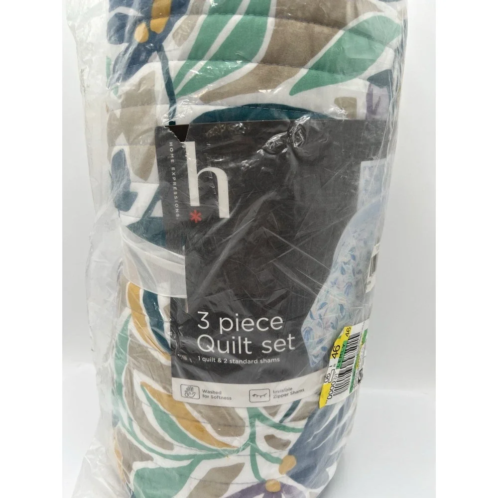 JCPenney Home Expressions Everton Quilt Set Full Queen Puritan Blue New Sealed